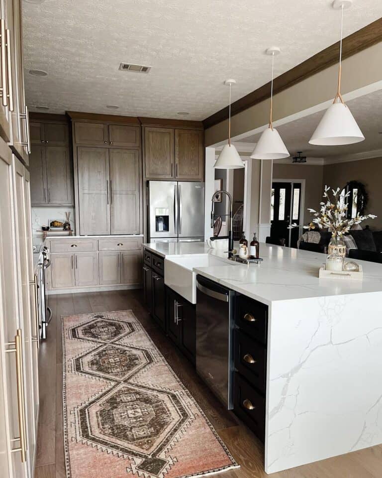 Geometric Red Kitchen Runner Mat and Wood Soul & Lane