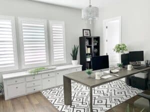 Geometric White Home Office Rug