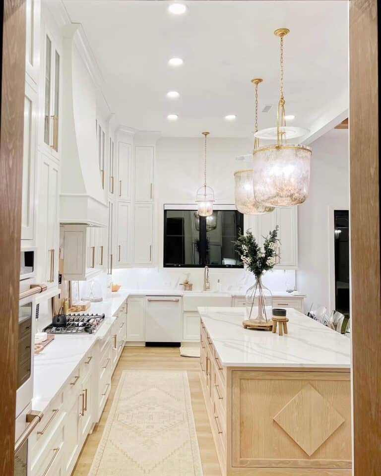Gold Hardware on Appliances and Cabinets
