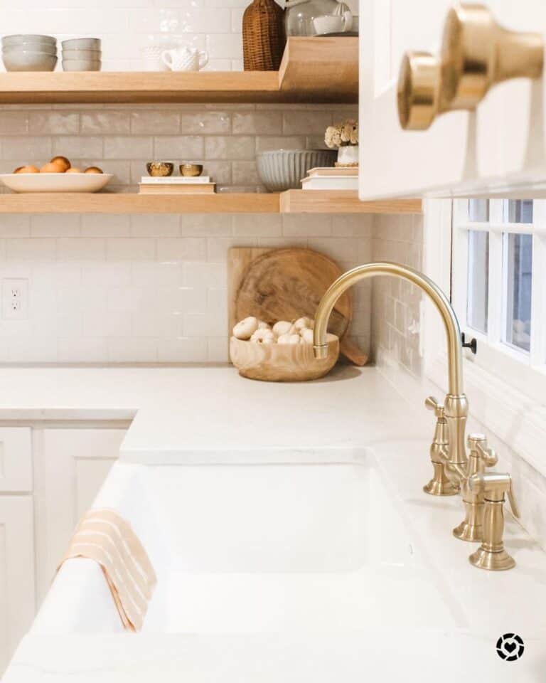 Gold Kitchen Faucet for White Sink