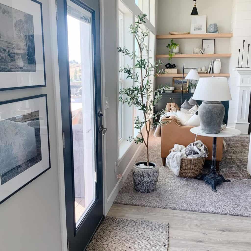 Gray Carpet Living Room with Windows