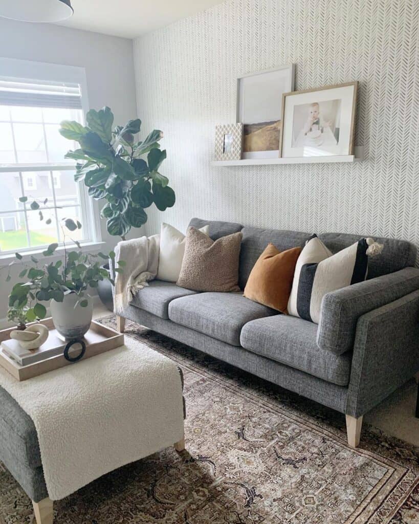 Gray Furniture in Accent Wall Living Room