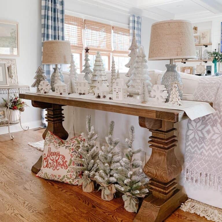 Gray Lattice Lamps and Christmas Décor