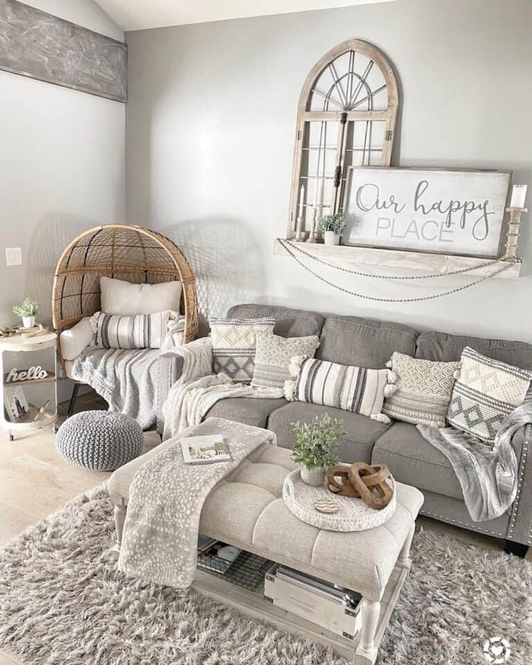 Gray Living Room with Farmhouse Décor