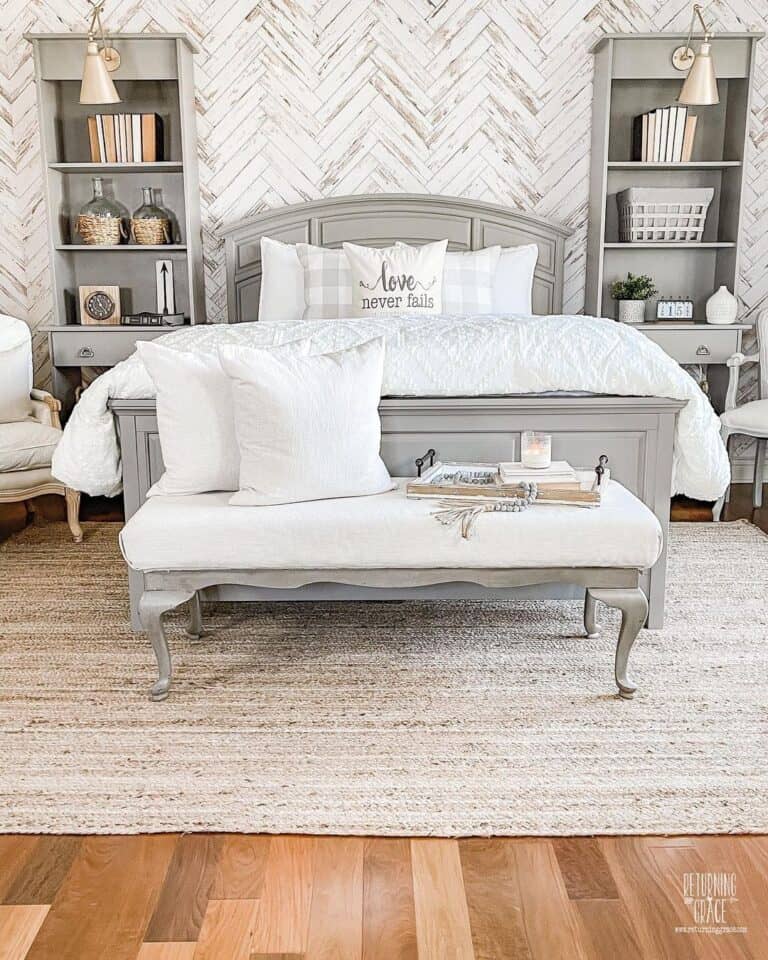 Gray Shelves and Chevron Wall Décor