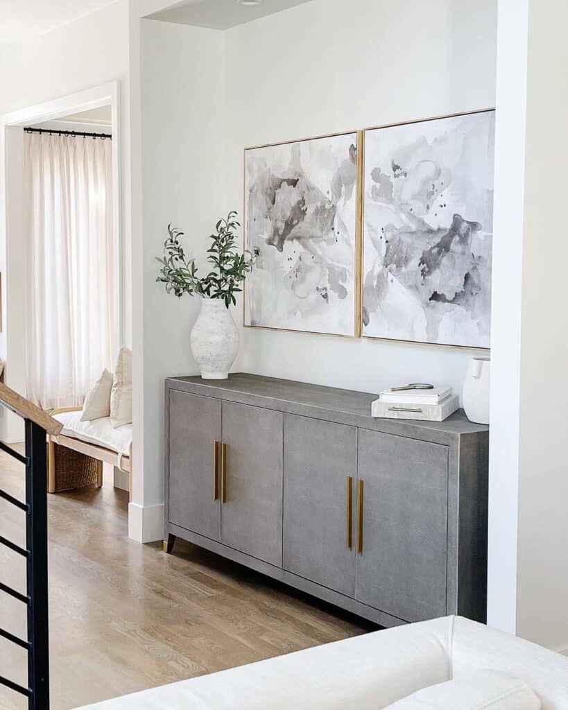 Gray Sideboard with Gold Handles