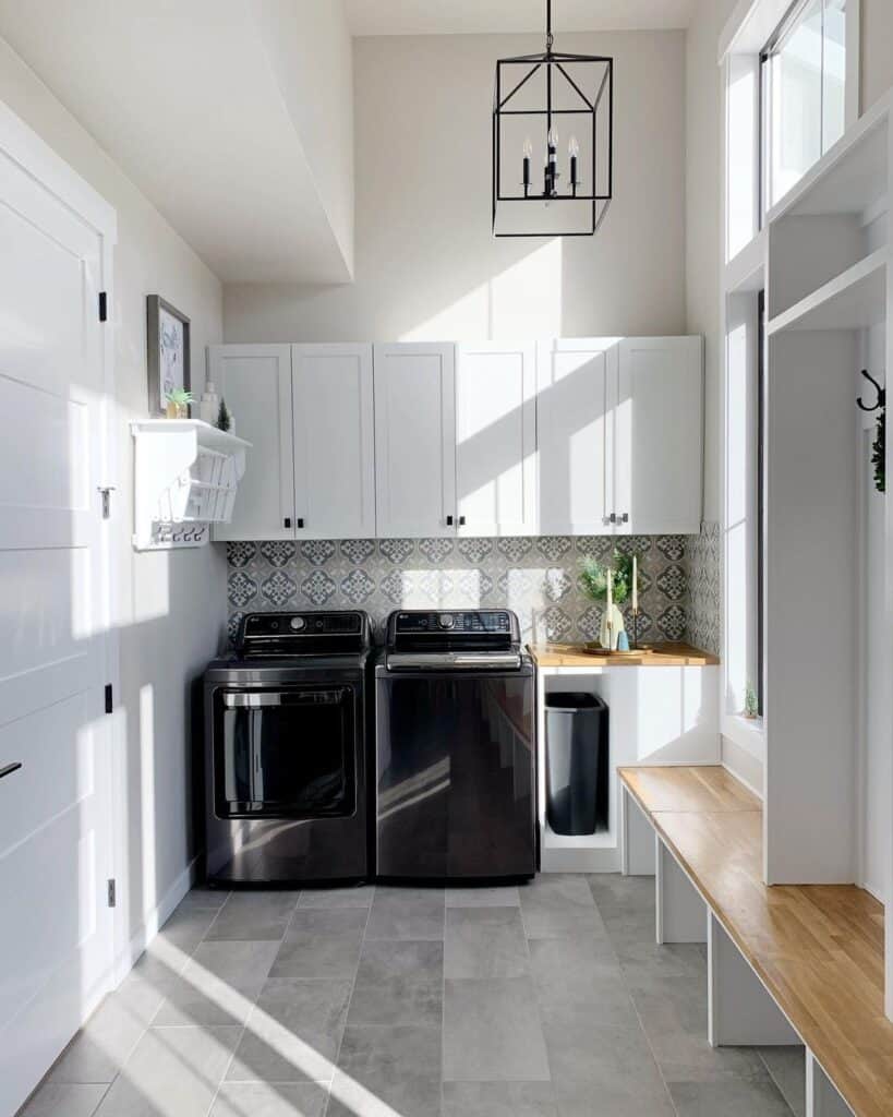 Gray Tile Flooring for Laundry Room