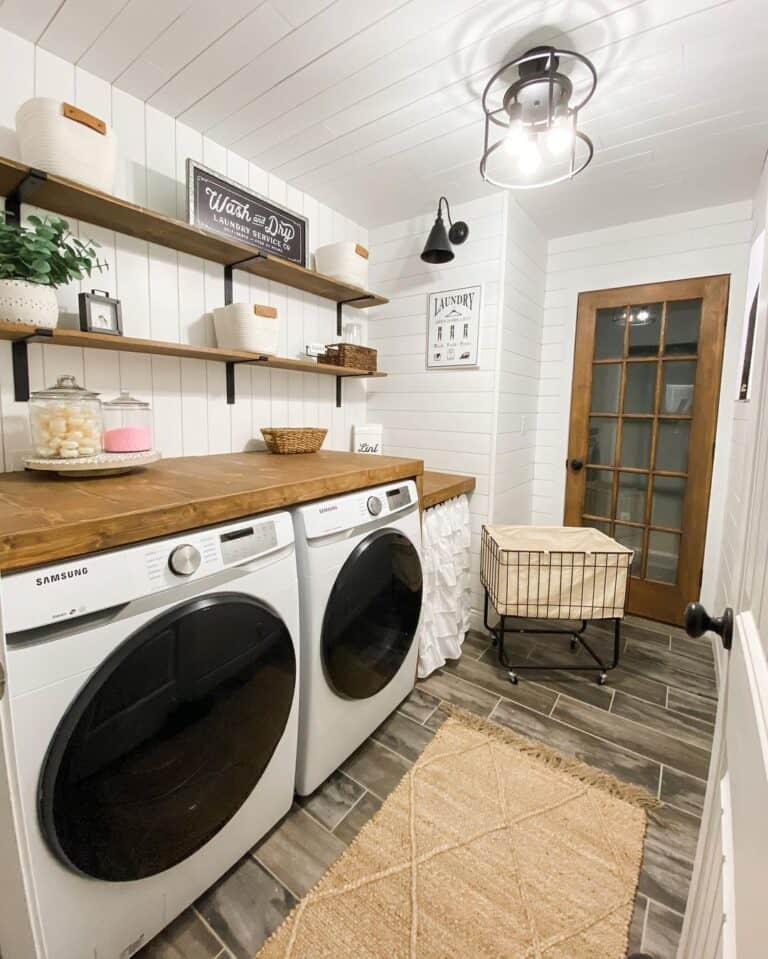 Gray Wood Laundry Room Flooring