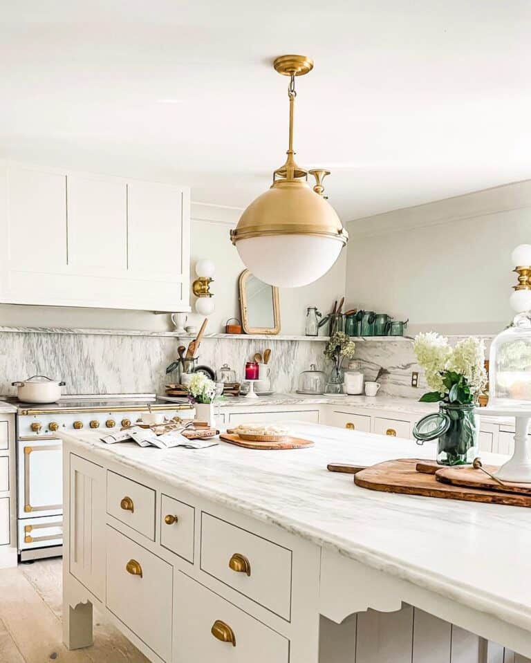 Gray and White Backsplash in Vintage Kitchen