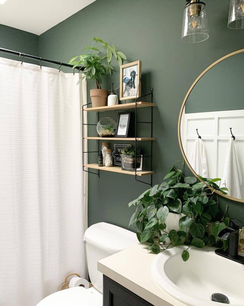 Green Bathroom with Modern Finishing