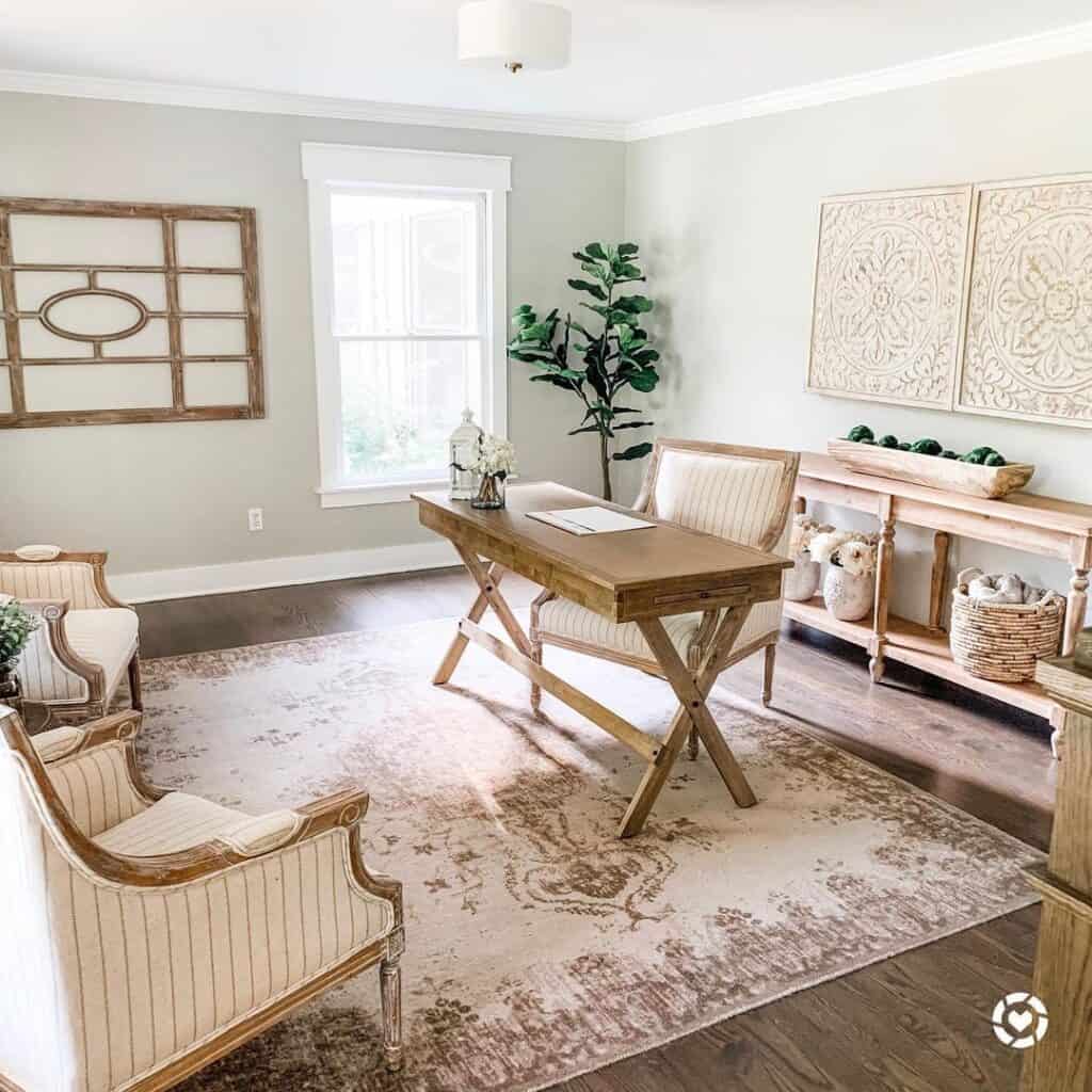 Grey Home Office with White Trim