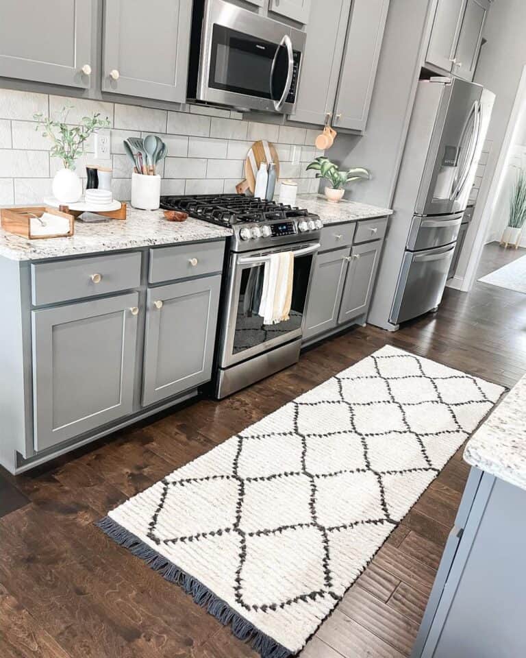 Grey Shaker Cabinets with Granite Countertop