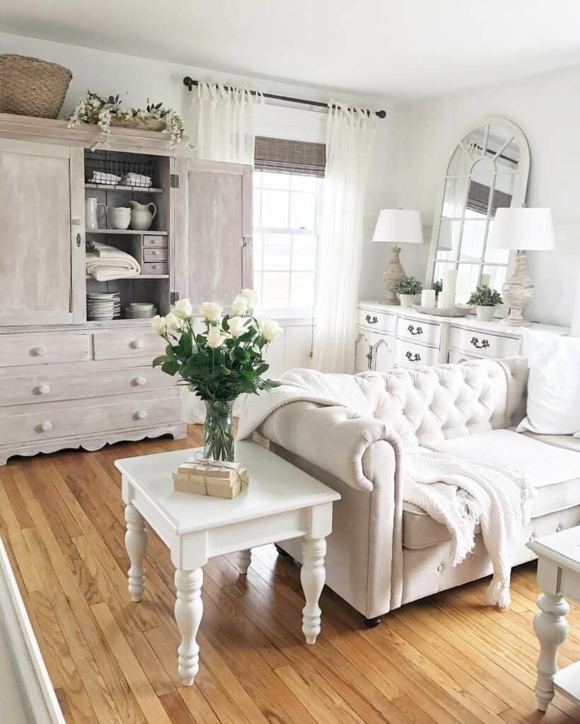 Grey Wash Hutch with White Sideboard