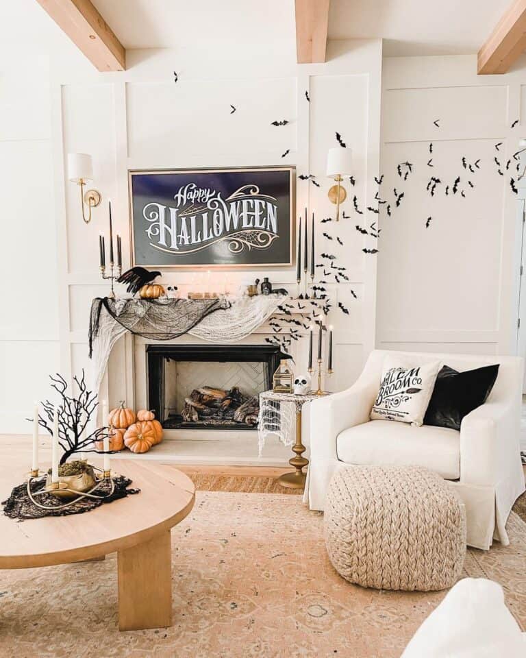 Halloween Living Room Décor Ideas for Fireplace