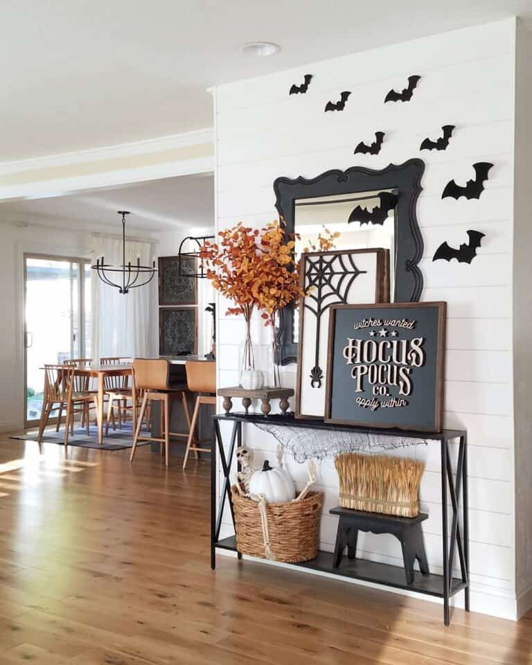 Hocus Pocus Halloween Decor in Neutral Living Room