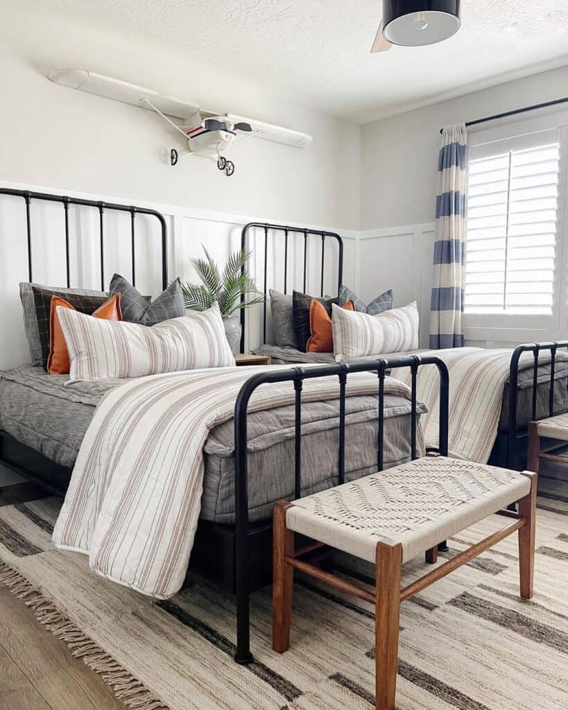 Identical Beds with Vintage Metal Headboards Soul & Lane