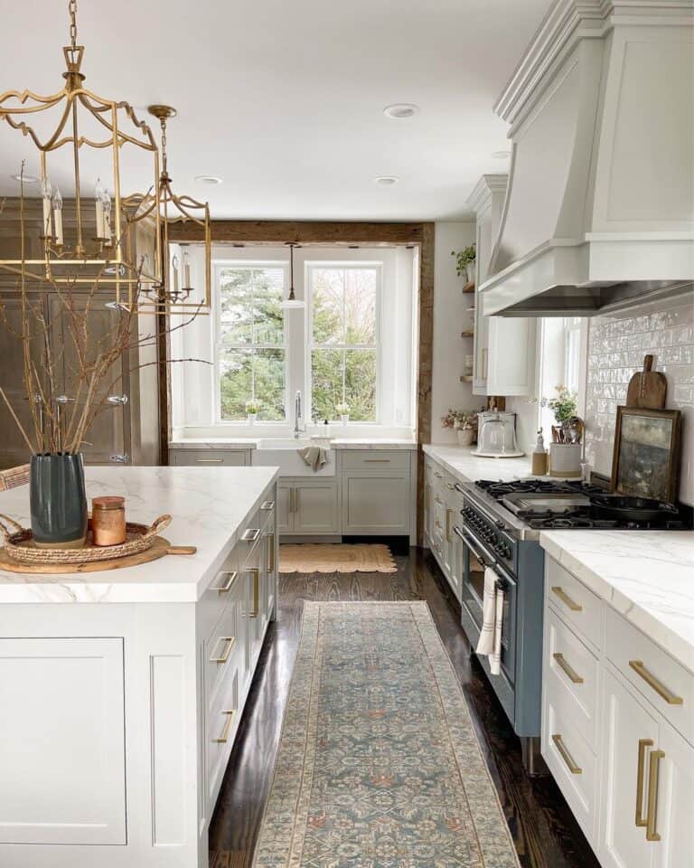 Kitchen Cabinets with Brass Hardware