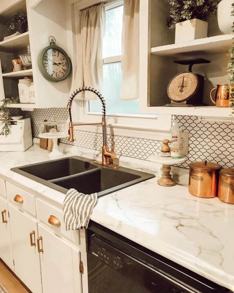 Kitchen Counter with Rose Gold Hardware