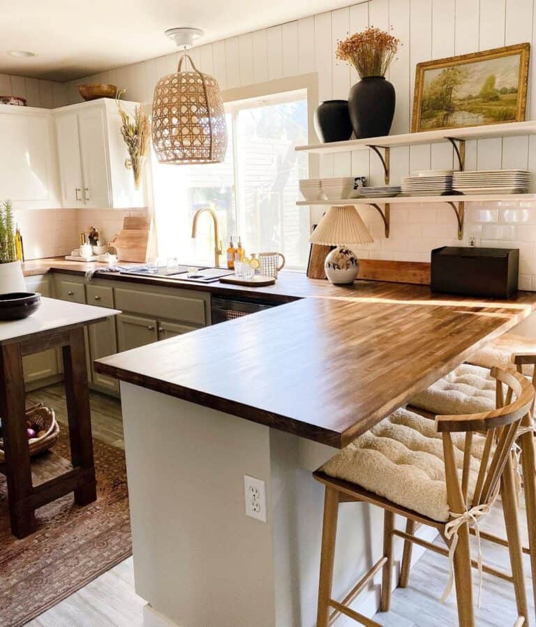 Kitchen Countertop with Gold Sink Faucet