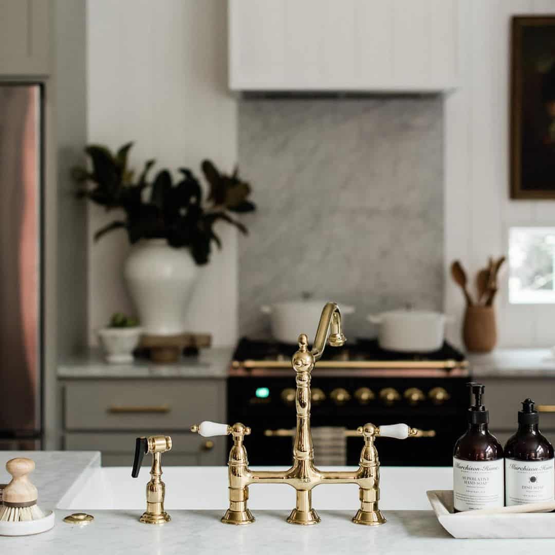 Kitchen Island with Gold Kitchen Faucets Soul & Lane