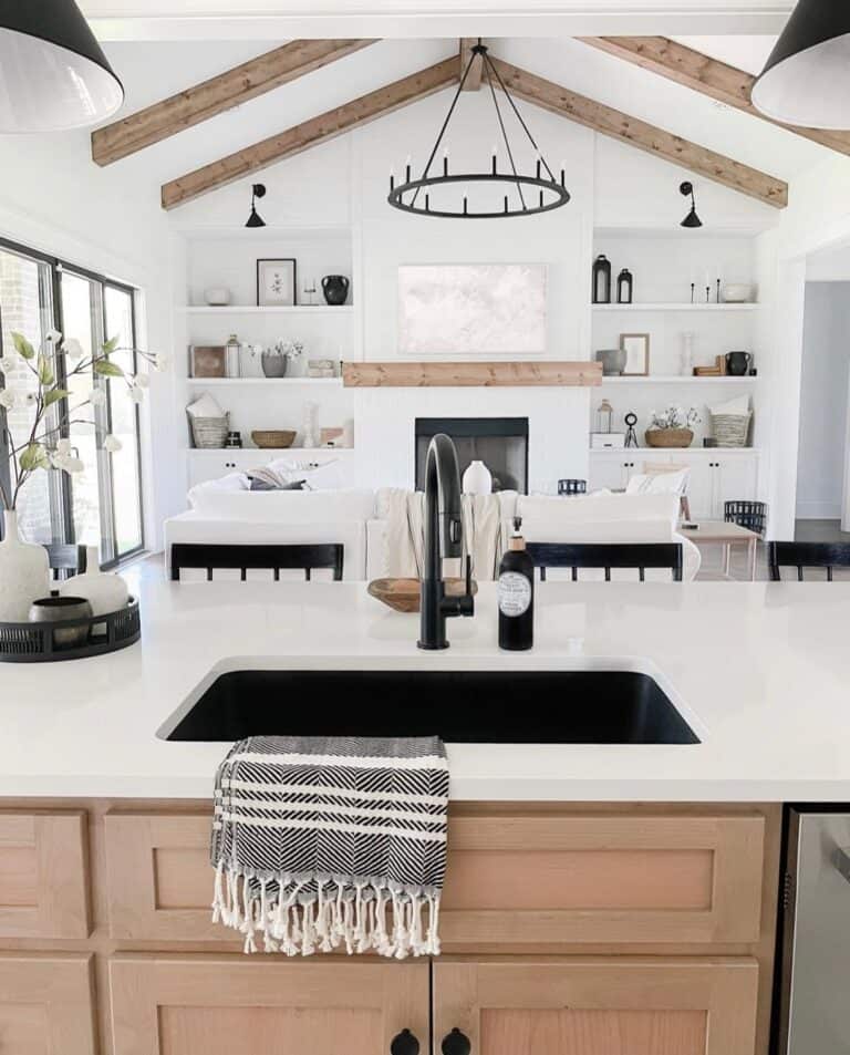 Kitchen and Living Room Vaulted Ceiling Design