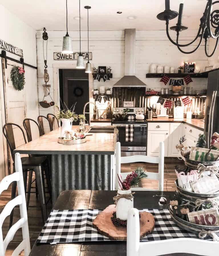 Kitchen with Black and White Checkered Decor