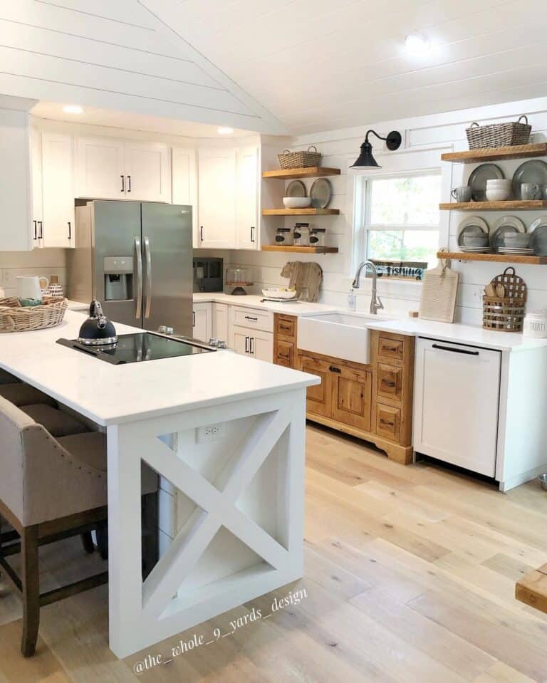 Kitchen with Shiplap Vaulted Ceiling