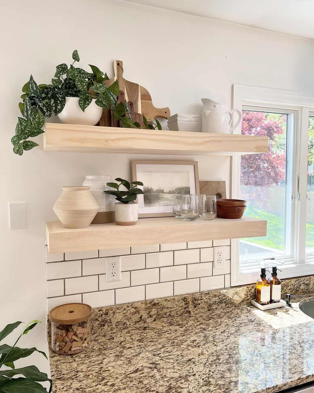 Oak floating shelves kitchen discount