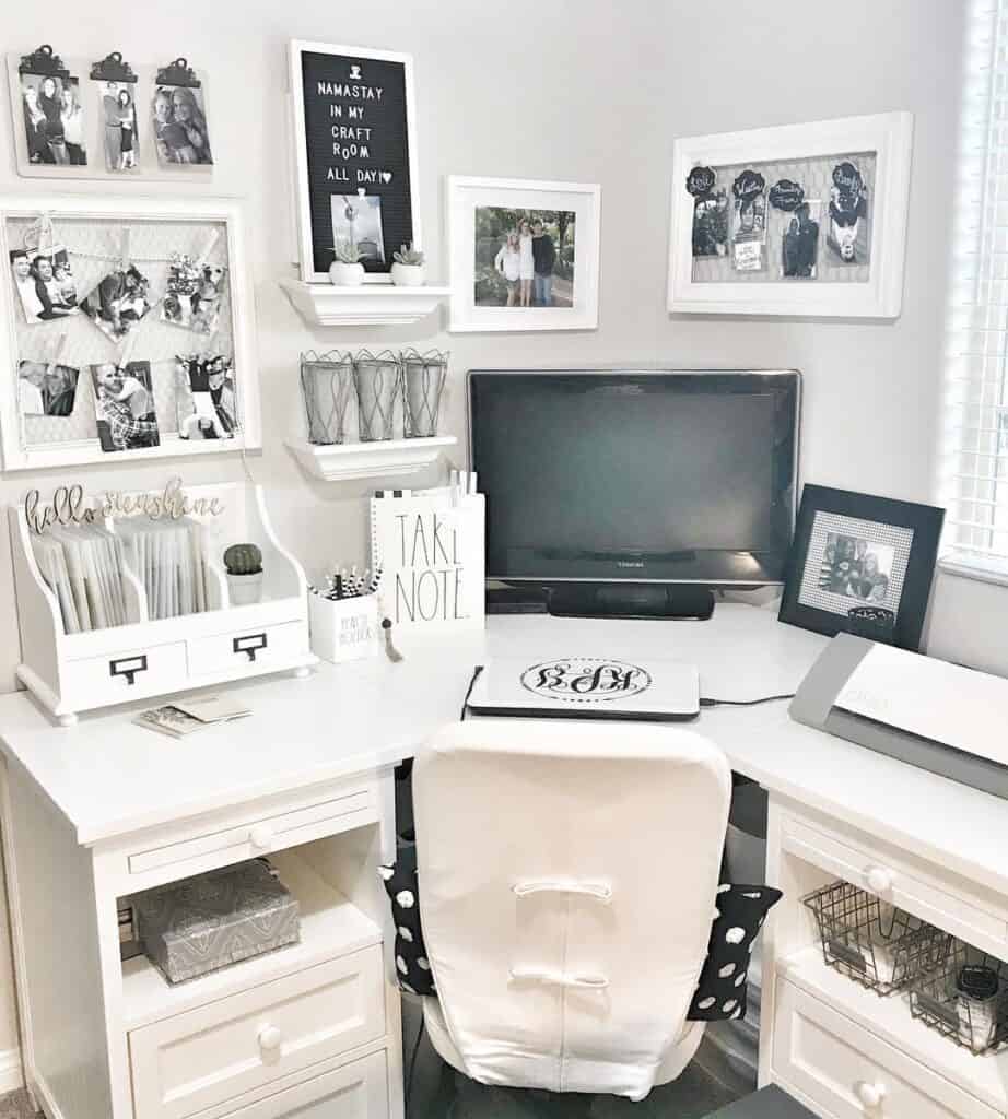 L-Shaped White Desk in a Corner - Soul & Lane
