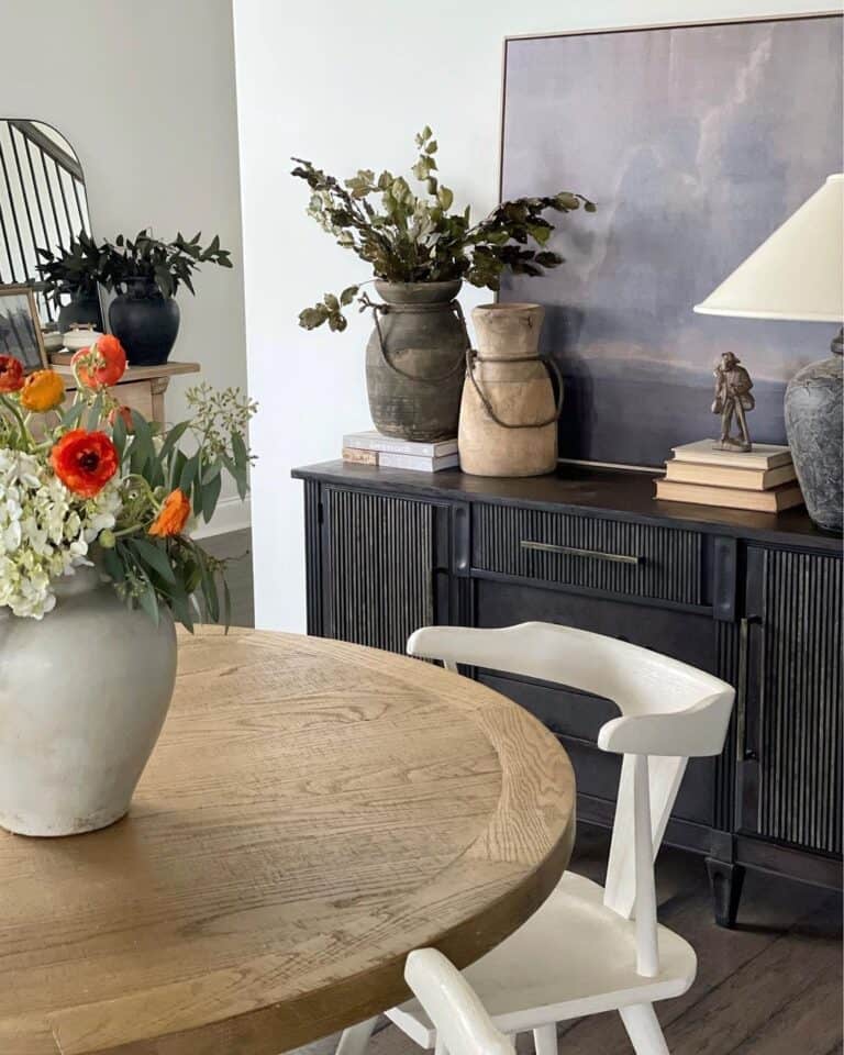 Landscape Picture on a Black Sideboard