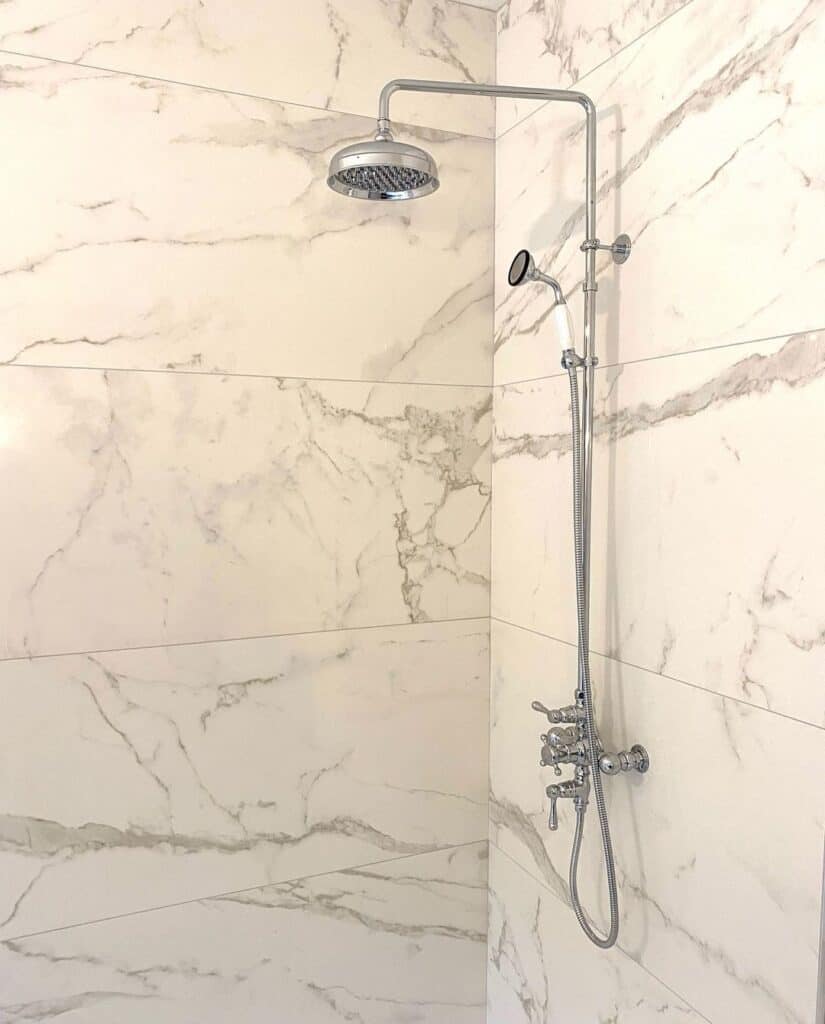 Large Rectangular Off-White Tiles for Shower Walls