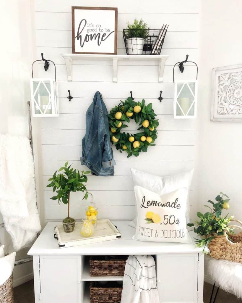 Lemons Combined With Grey and White Wall Decor