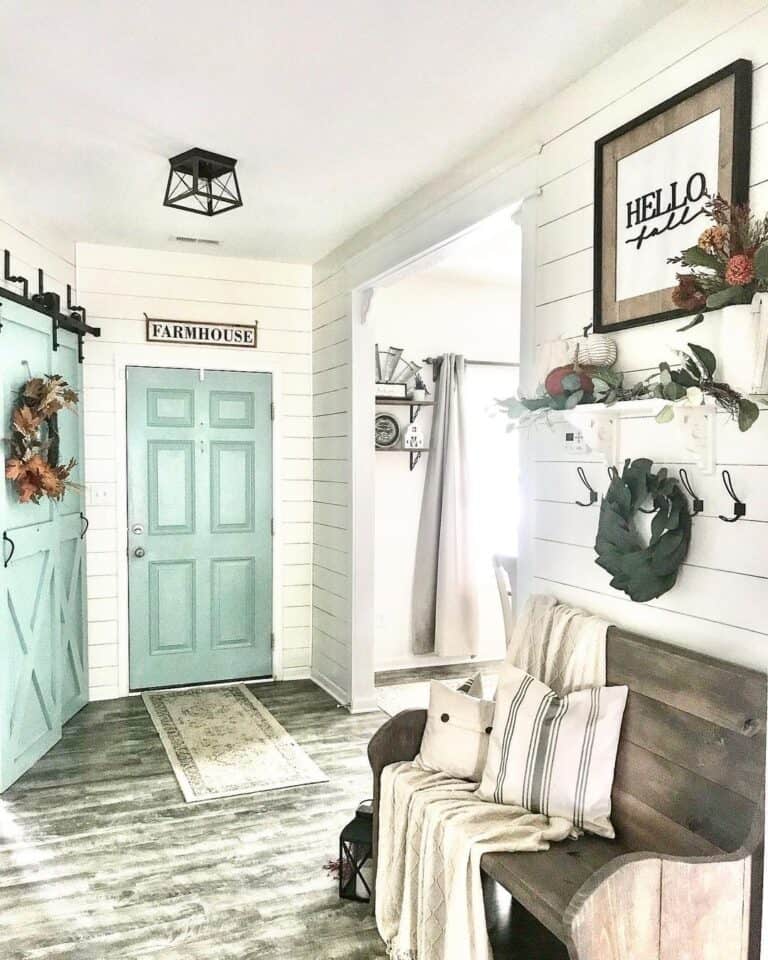 Light Blue 6-Panel Door and a Light Blue Barn Door