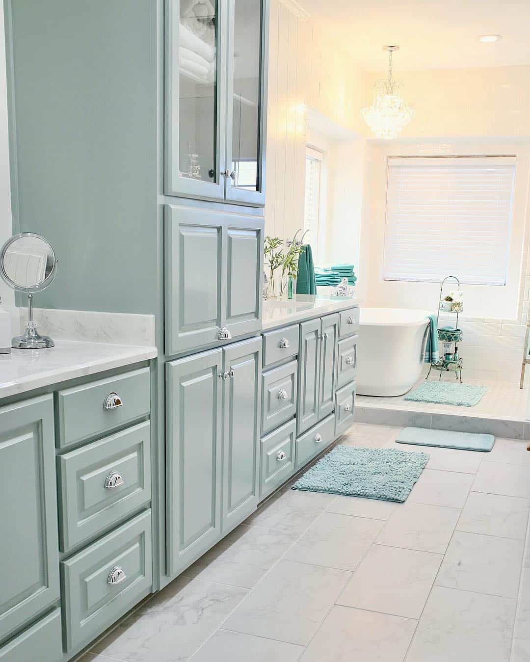 Light Blue Accessories in Double Vanity Bathroom Soul & Lane