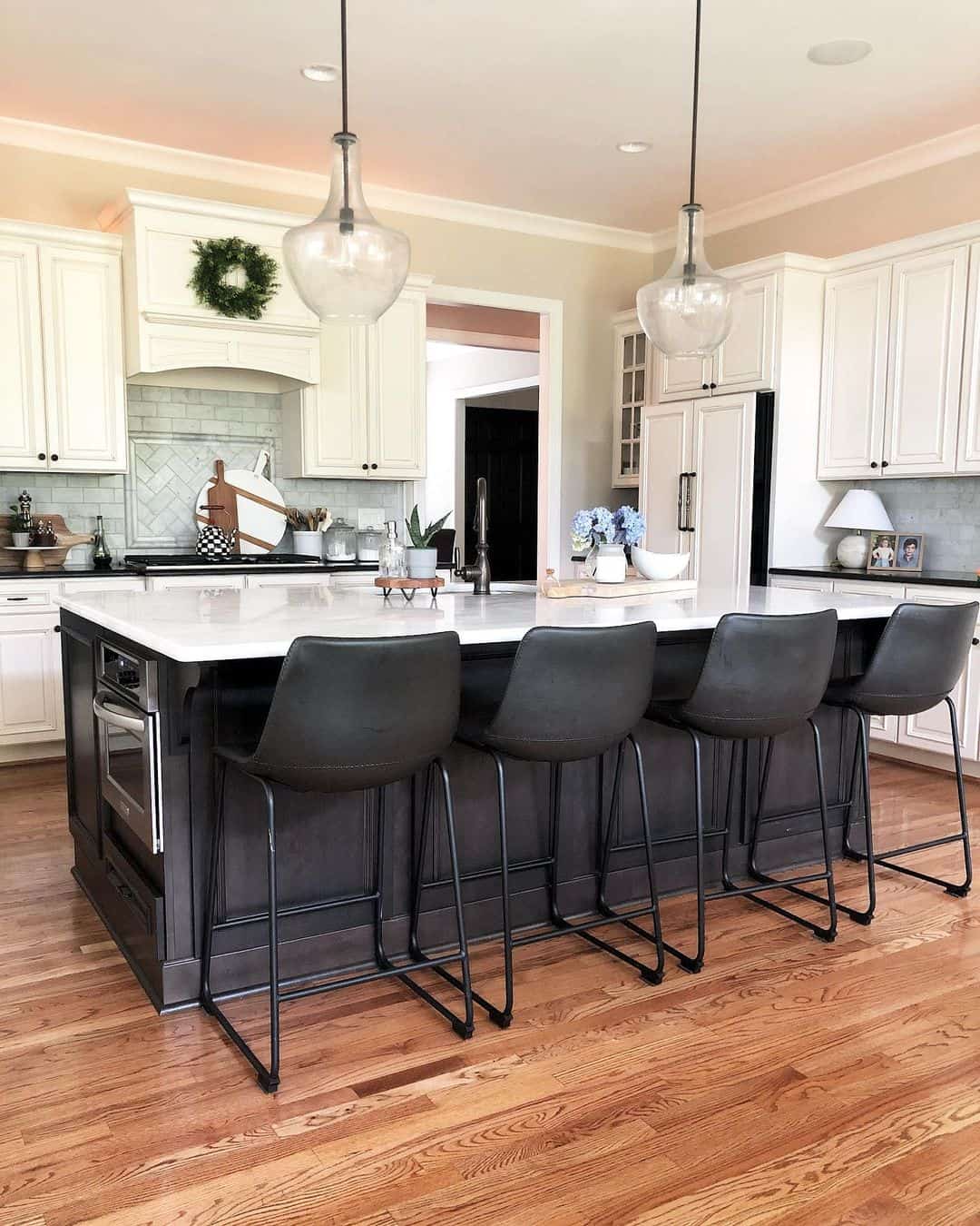 Light Blue Backsplash in Black and White Kitchen Soul & Lane