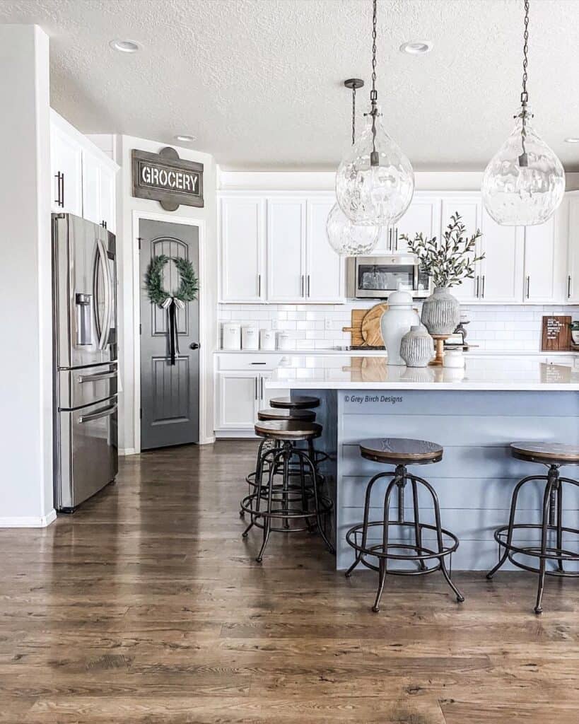 Light Blue Shiplap Kitchen Island