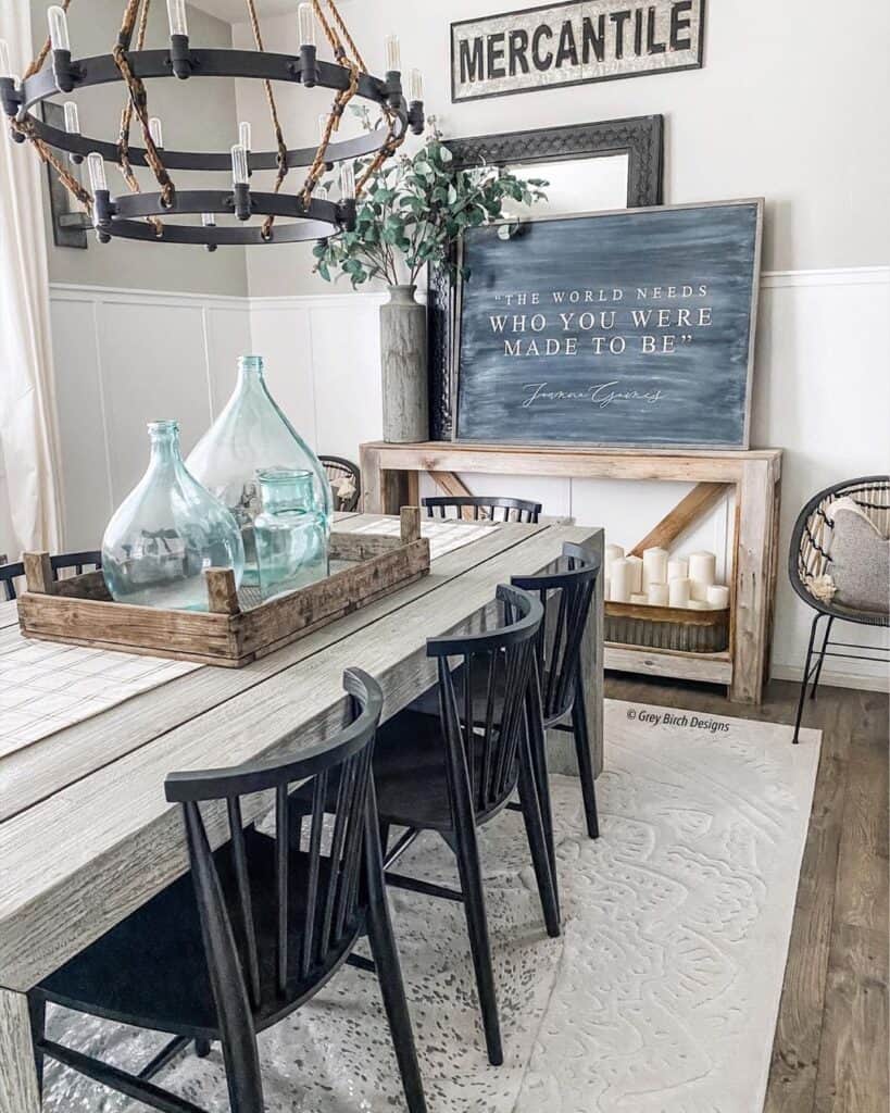 Light Grey Walls and White Dining Room Wainscoting