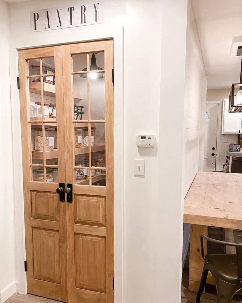 Light Wood Double Doors for Small Pantry