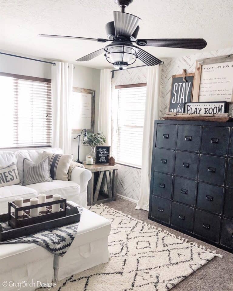 Living Room with Floor to Ceiling Curtains