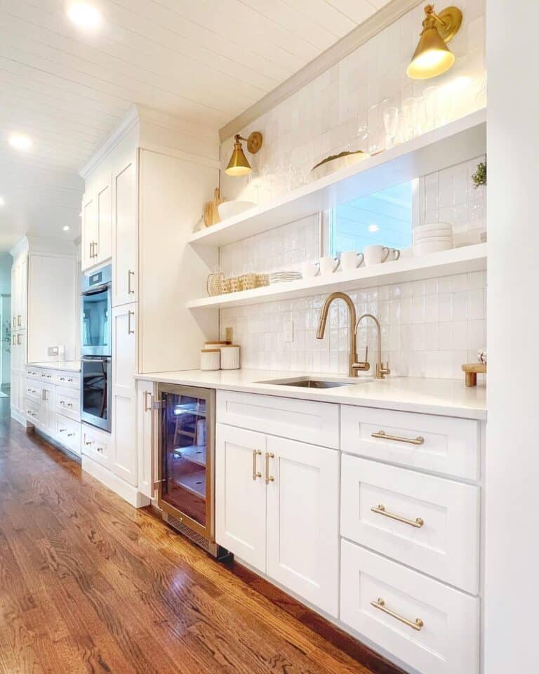 Luxury Kitchen with White Floating Shelves