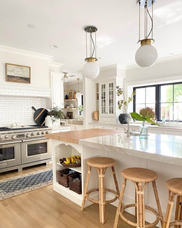 Marble Island Countertop with Butchers Block