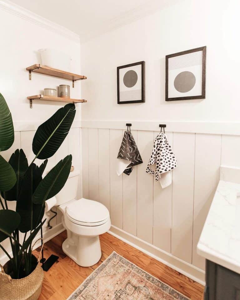 Minimalist Bathroom Décor with Faux Plant