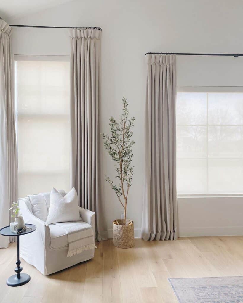 Minimalist Sitting Area with Artificial Olive Tree