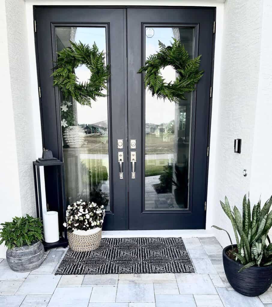 Modern Black French Doors with Glass