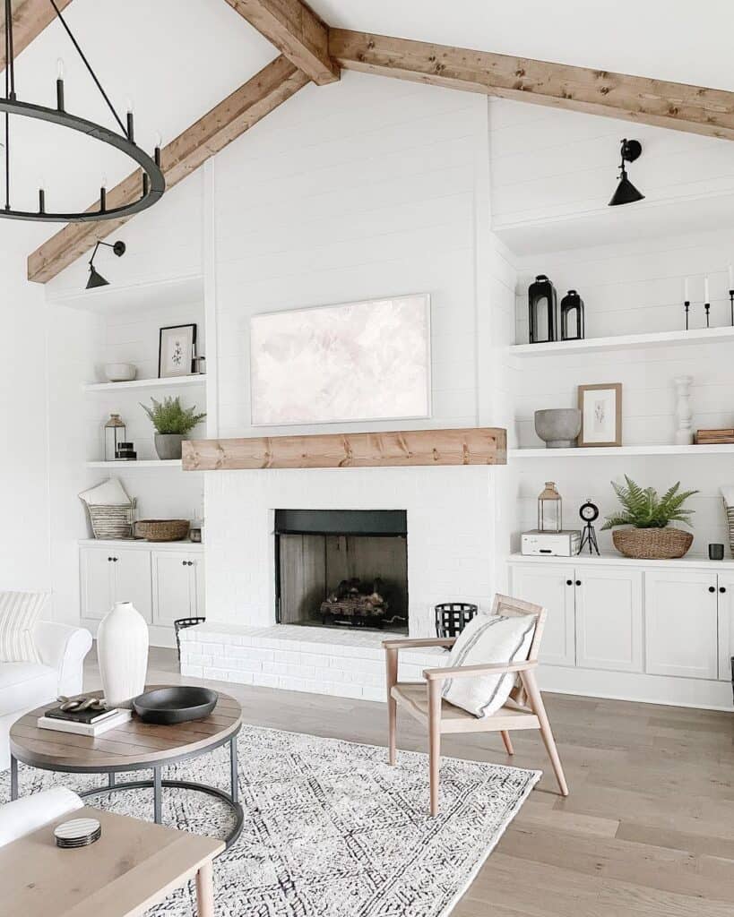 Modern Farmhouse with Fireplace and Vaulted Ceilings