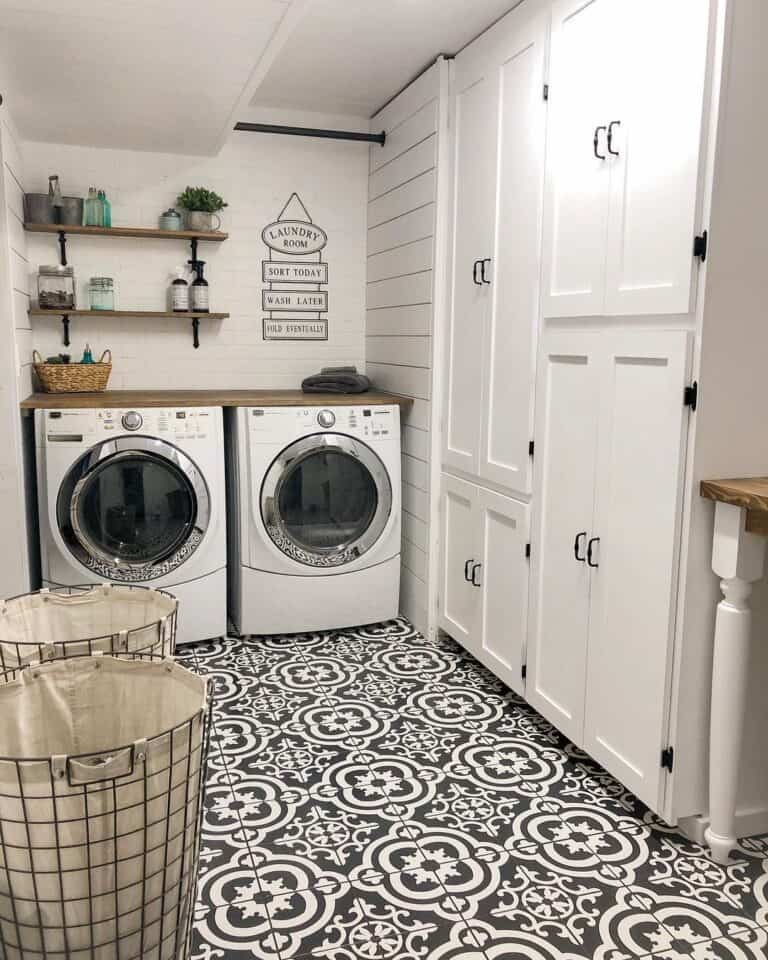 Mosaic Farmhouse Laundry Room Flooring