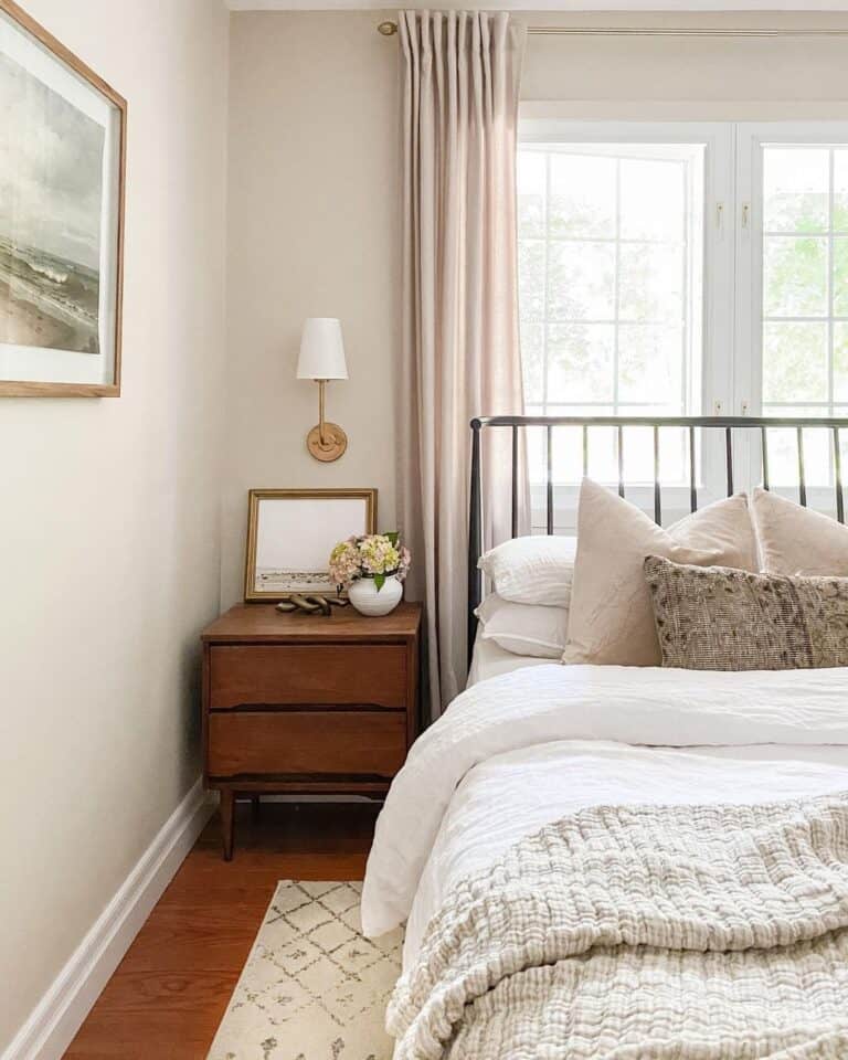 Neutral Bedroom with Wood Night Table