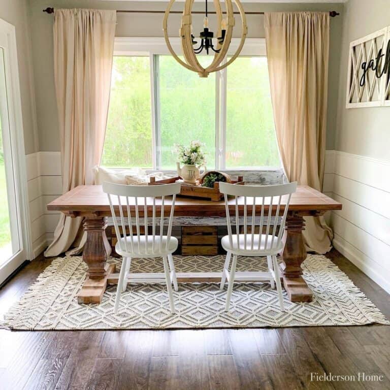 Neutral Dining Room with Wood Table