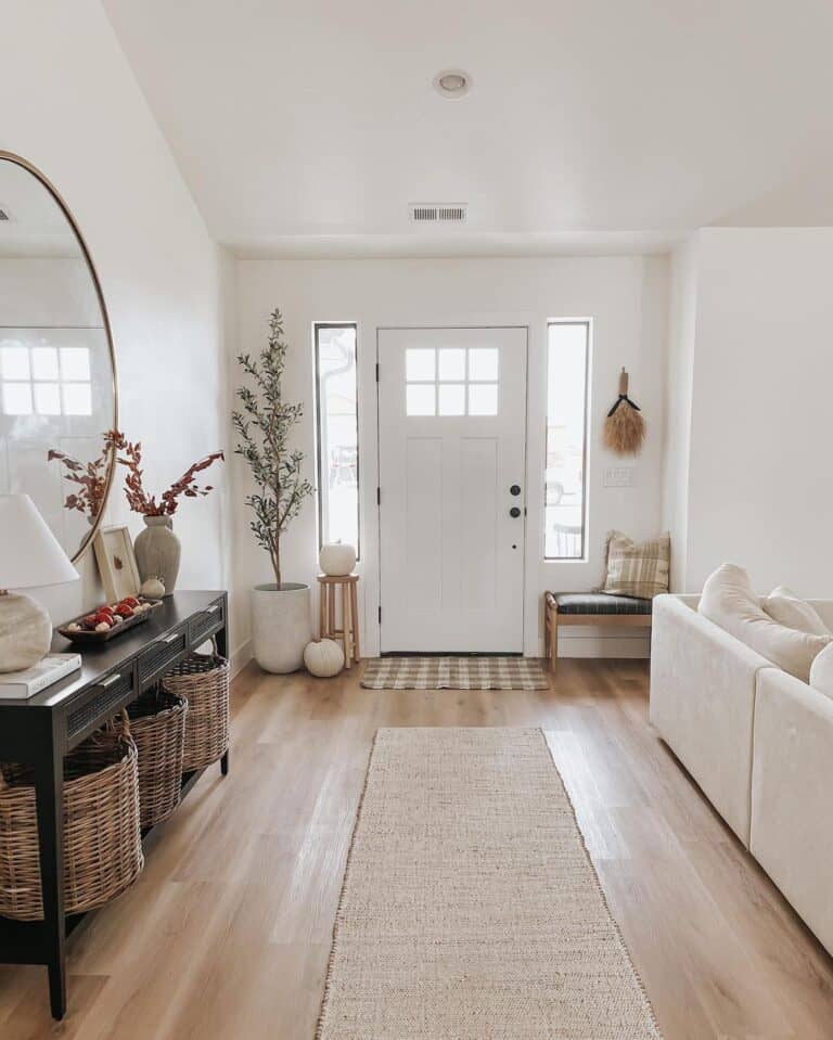 Neutral Entryway Living Room Combo with Console