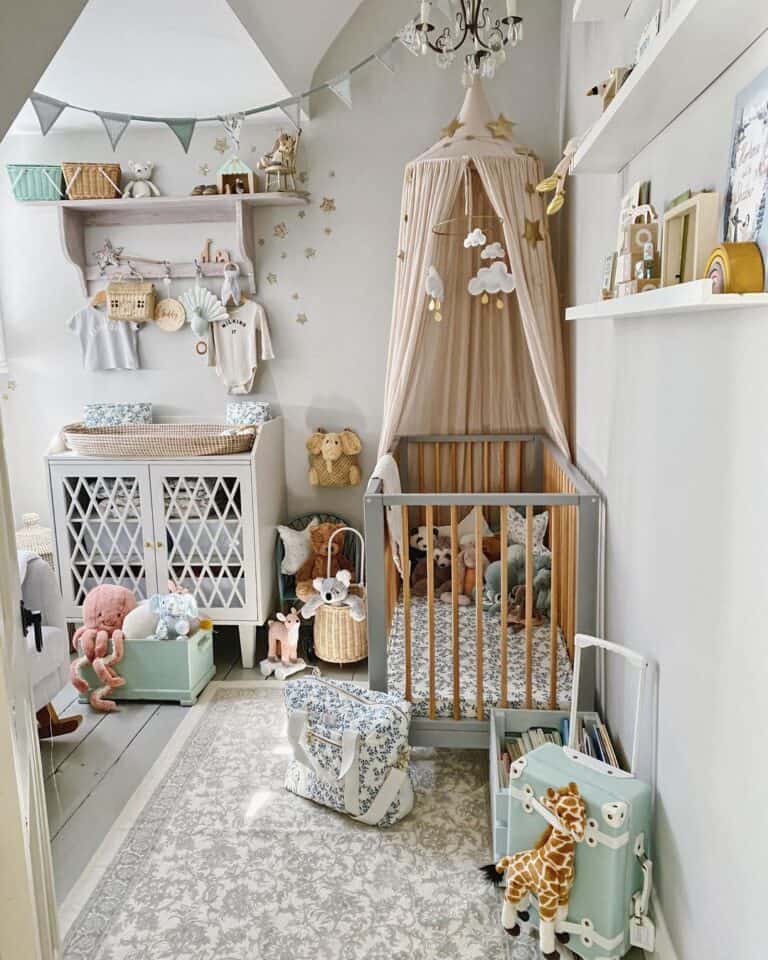 Neutral Gray Nursery with Animal Accessories